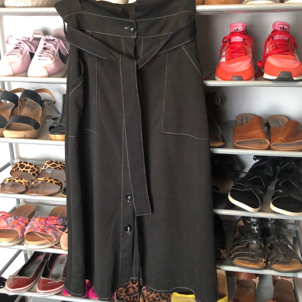 Black button down skirt  with a paper bag waist